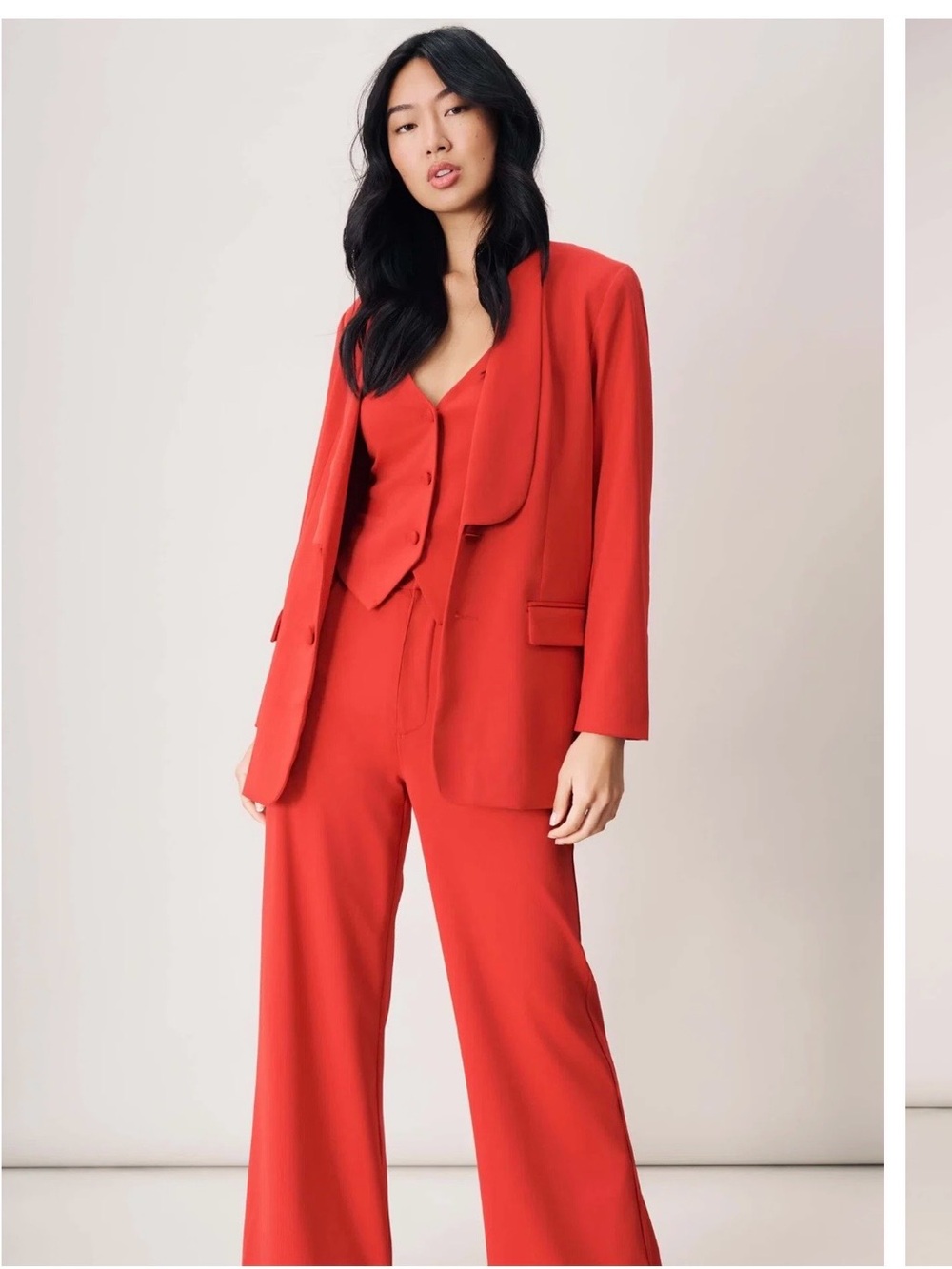 Women's Red Wide-Leg Trousers — Tailored High-Rise Pant